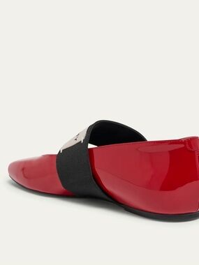 Givenchy Red Patent Leather Slip-On Loafers with Black Elastic Band